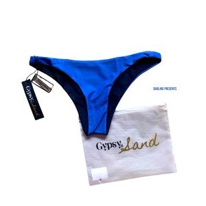 Gypsy 05 Sand Reversible Bikini Swim Bottom Women Color Blue & Black Size S